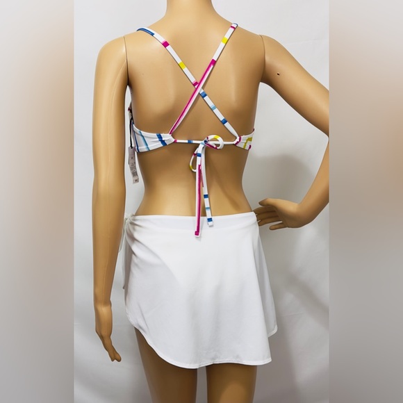 Shade & Shore White Geometric Pattern Light Lift Bikini Top 32B - Picture 9 of 10